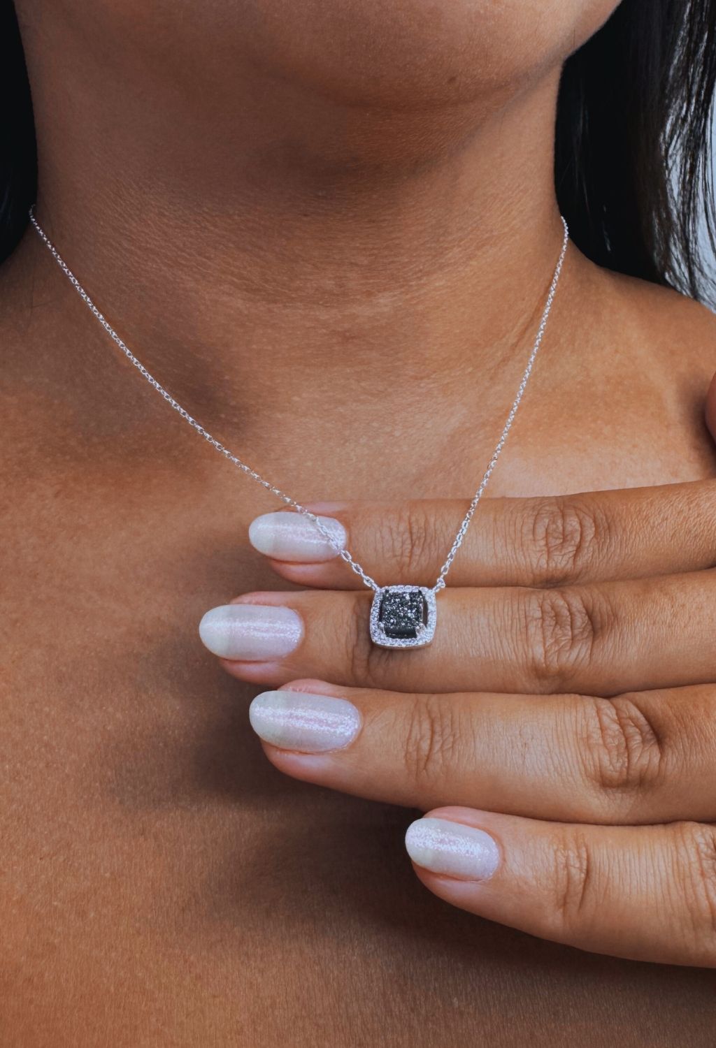 Conjunto Colar e Brinco Realeza Preto Fosco Prata 925