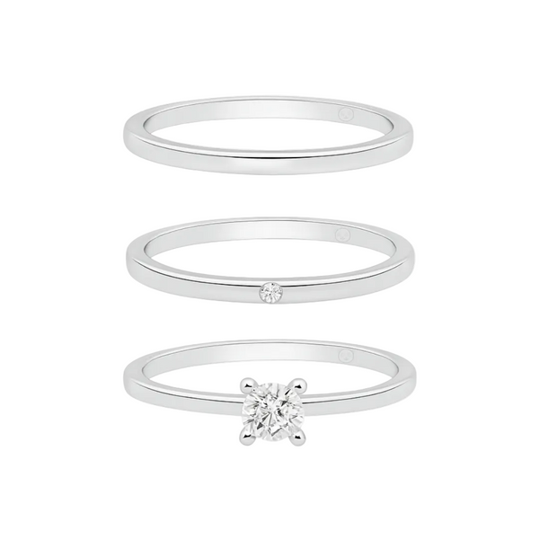Conjunto de Alianças Bloom - Prata 950