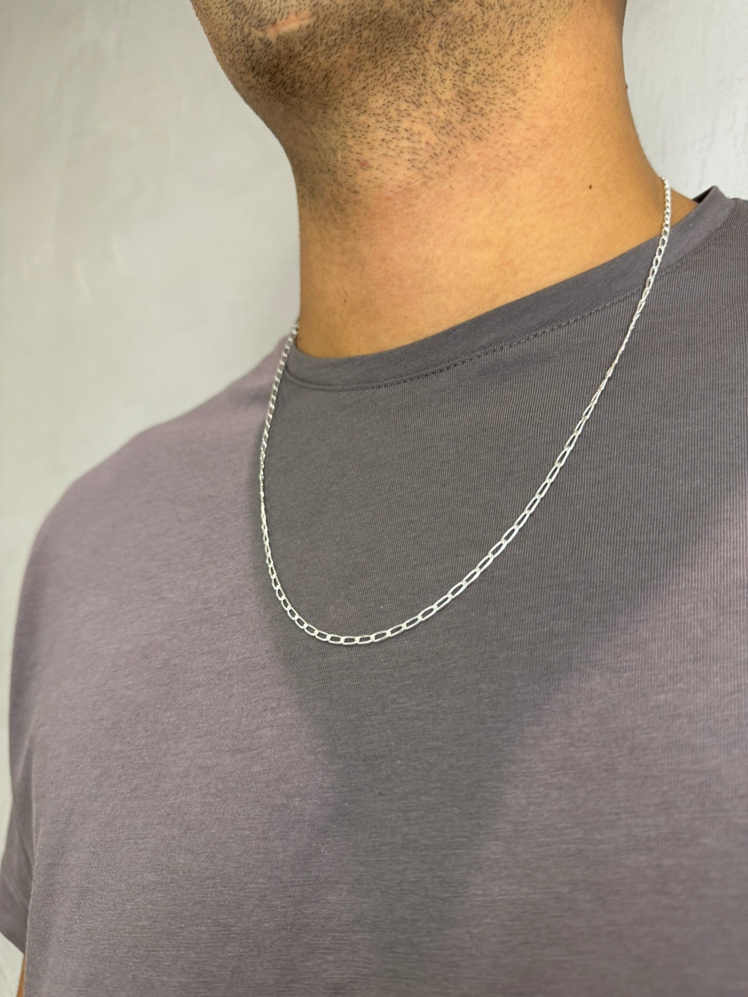 Corrente Colar Masculino Veneziana Alongada 60cm - Prata925