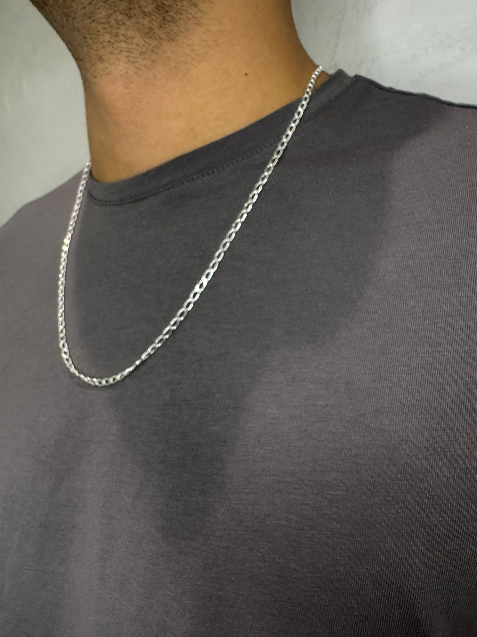 Corrente Colar Masculino Veneziana Alongada 60cm - Prata925