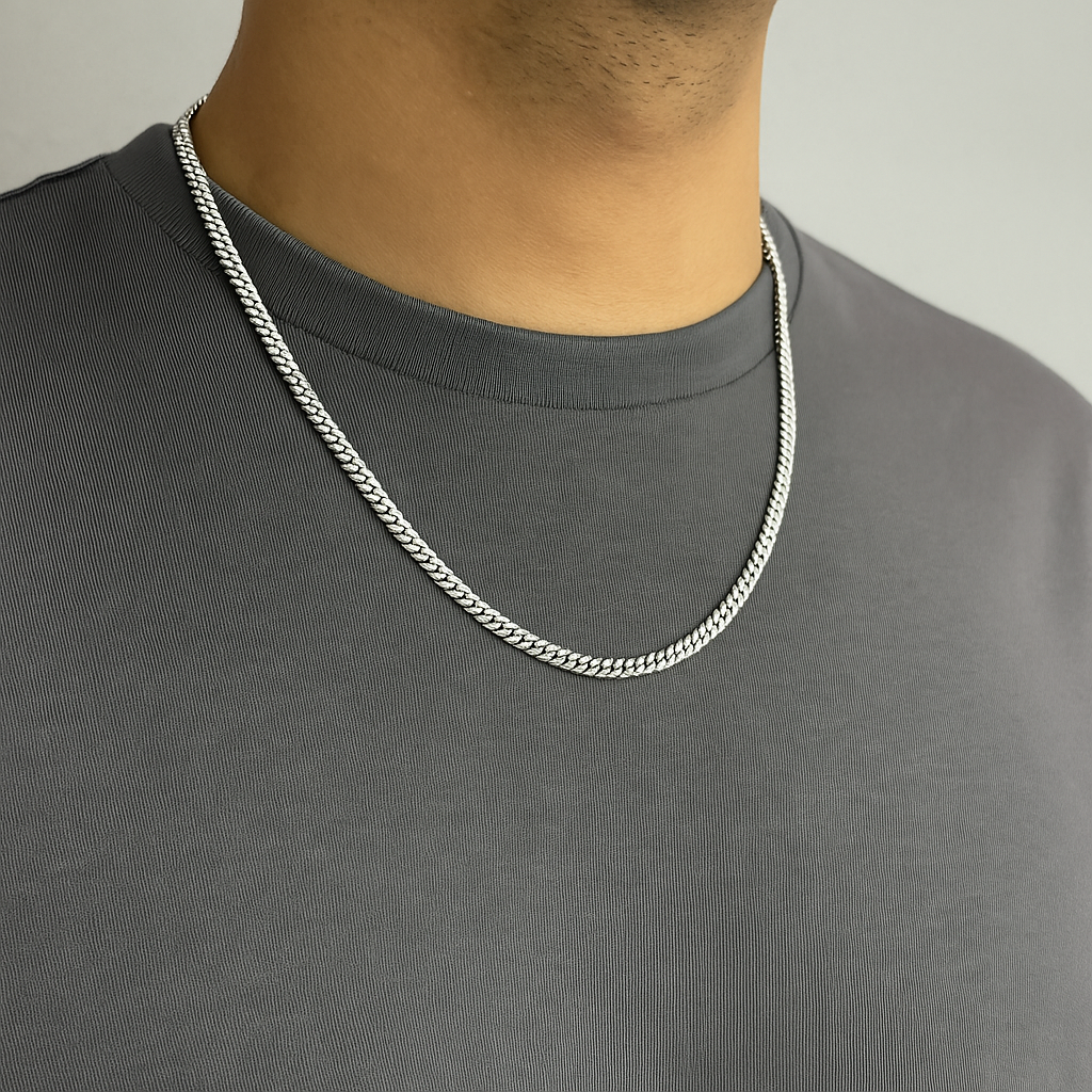 Corrente Colar Masculino Grume Dupla 60cm - Prata925