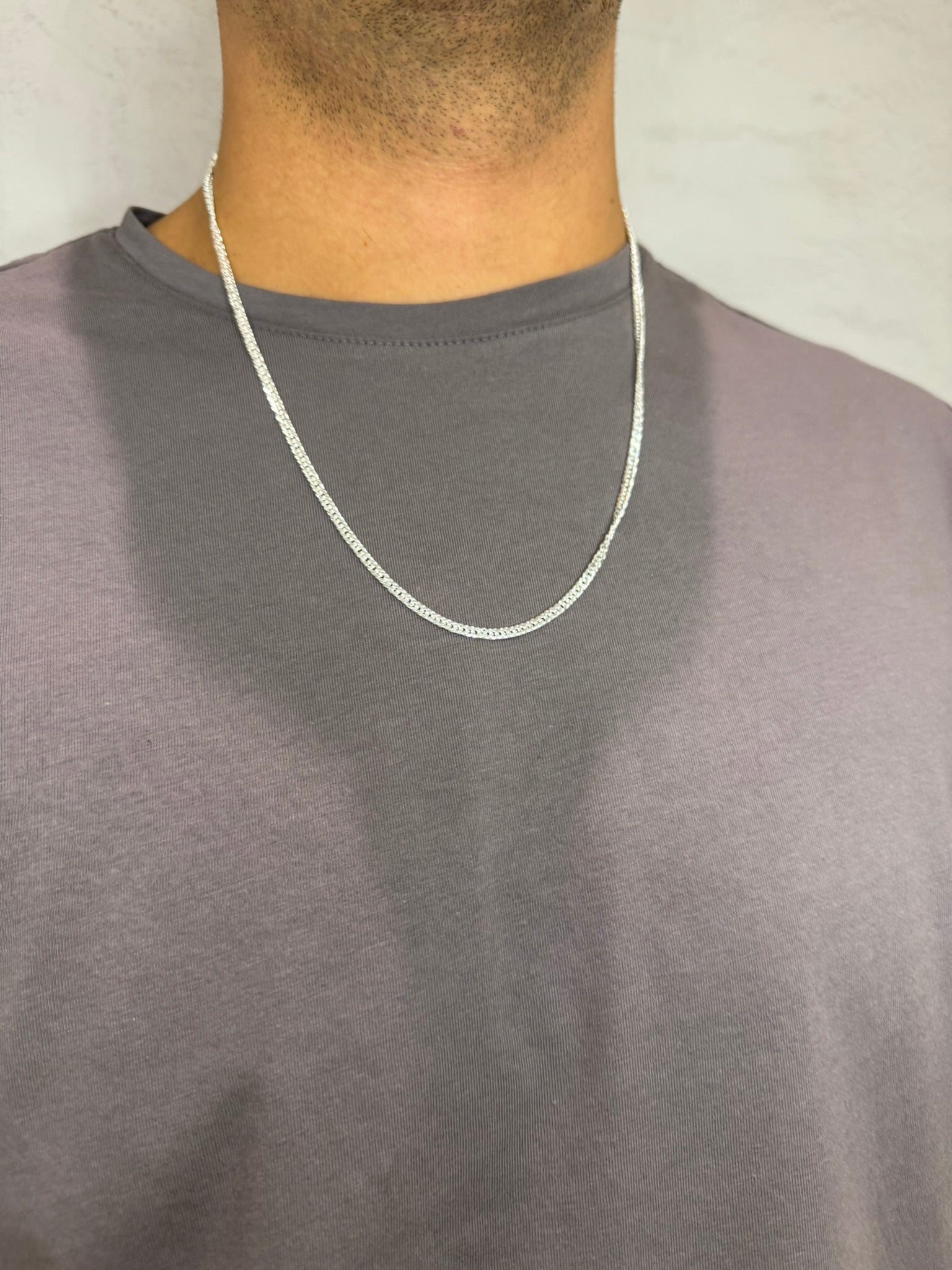 Corrente Colar Masculino Grume Dupla 60cm - Prata925