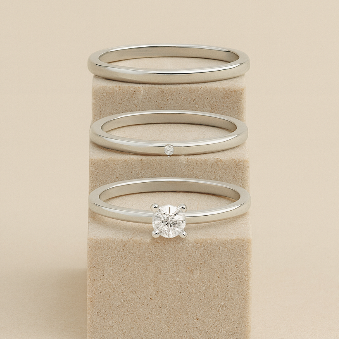 Conjunto de Alianças Bloom - Prata 950