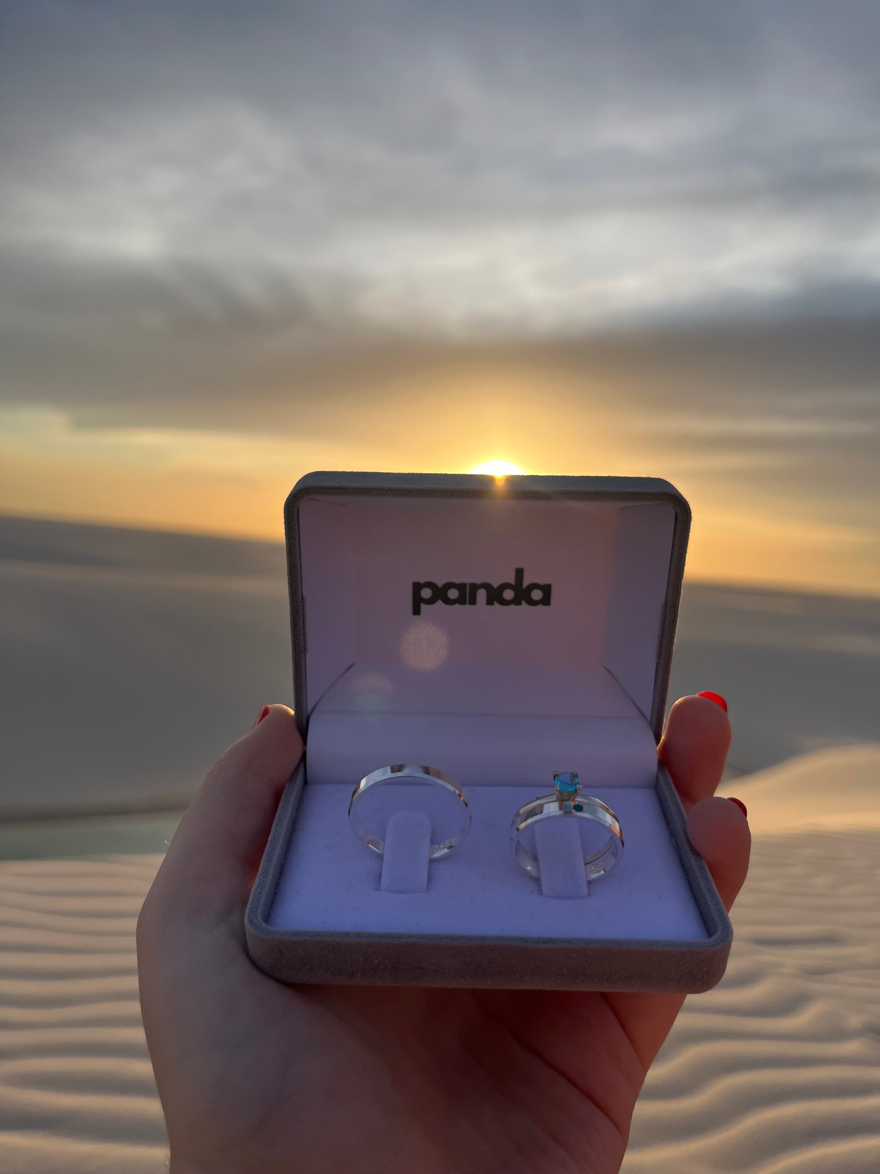 Par de Alianças em Prata 950 3mm - Lençois Maranhenses