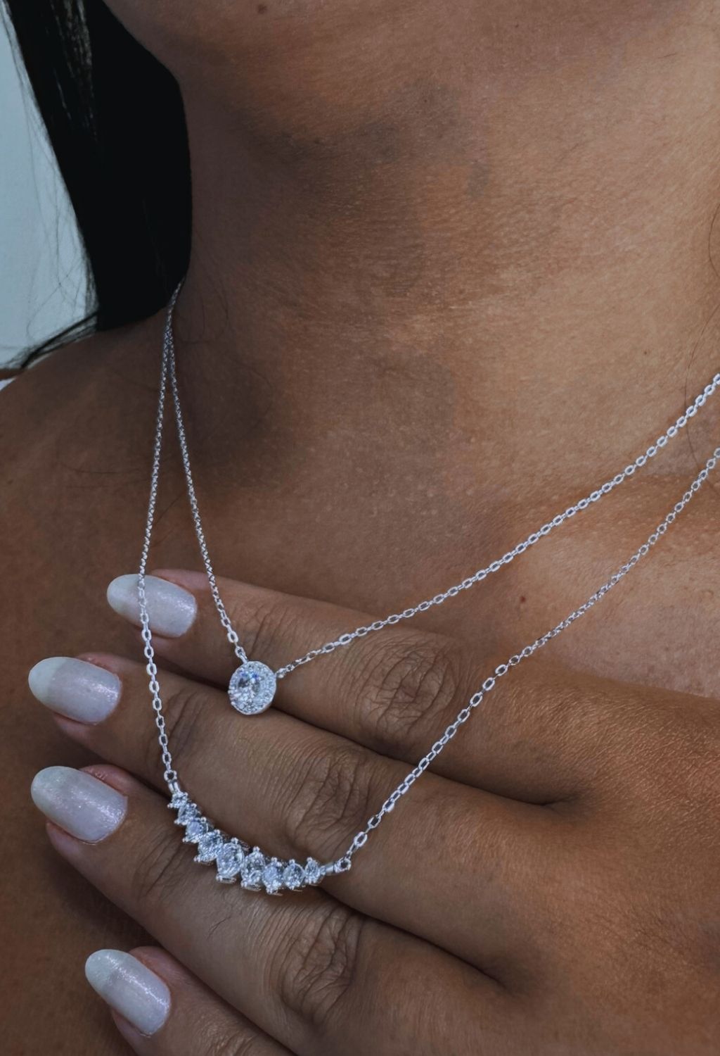 Colar Chocker Duplo Ponto de Luz cravejado-Prata 925