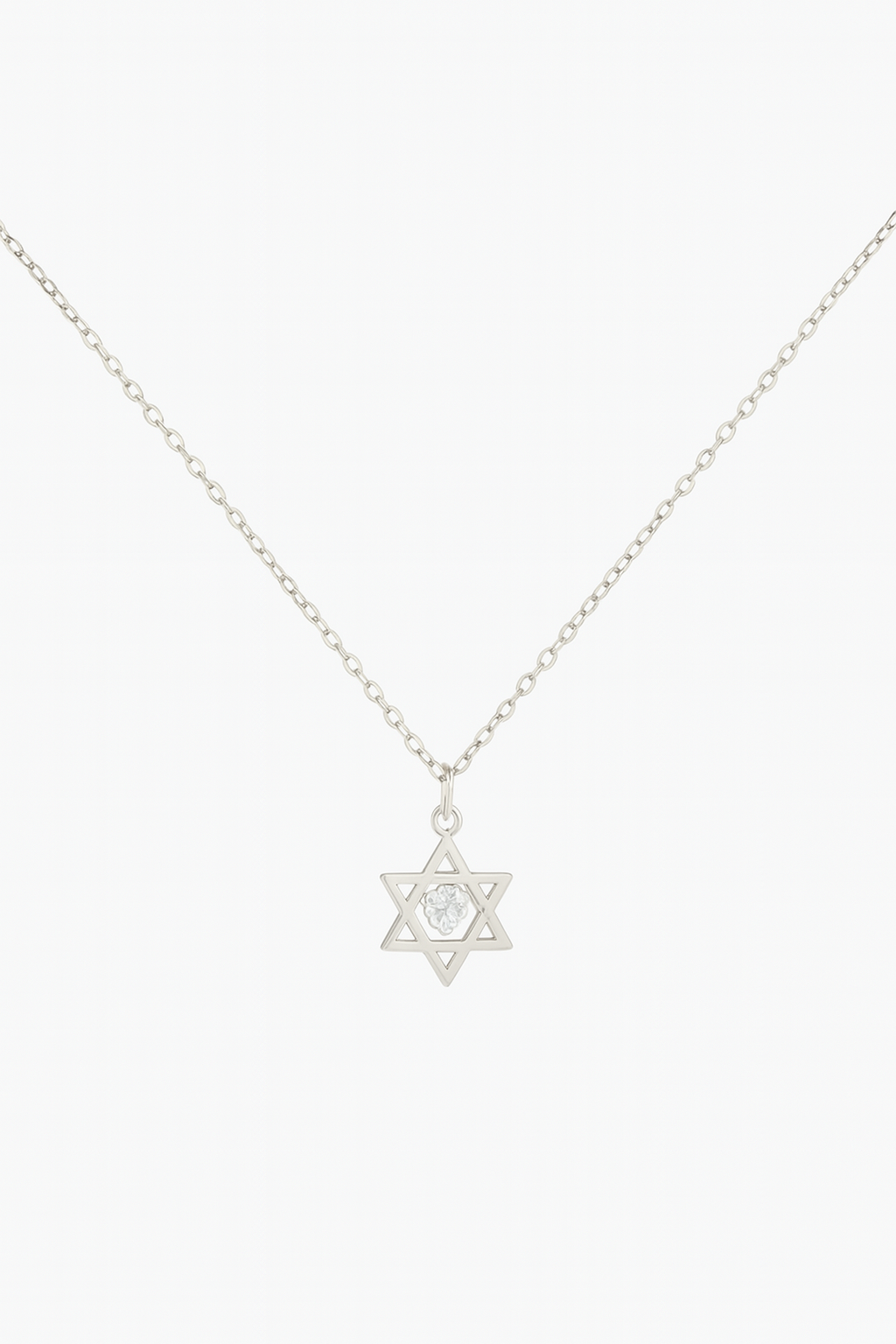 Colar Estrela de Davi com Ponto de Luz - Prata 925