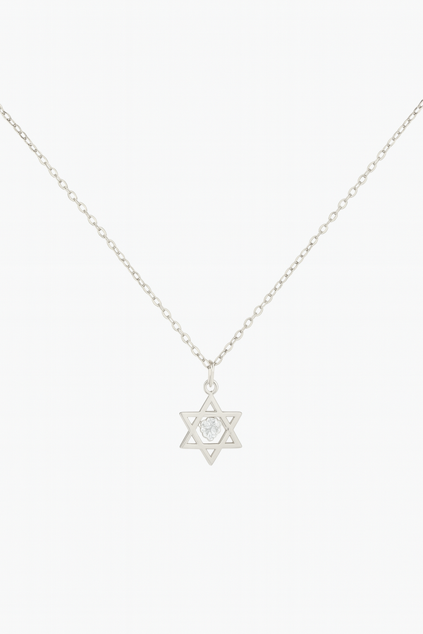 Colar Estrela de Davi com Ponto de Luz - Prata 925