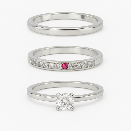Par de Alianças Pink Bloom - Prata 950