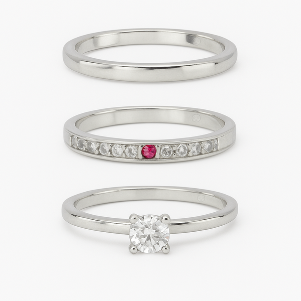 Par de Alianças Pink Bloom - Prata 950