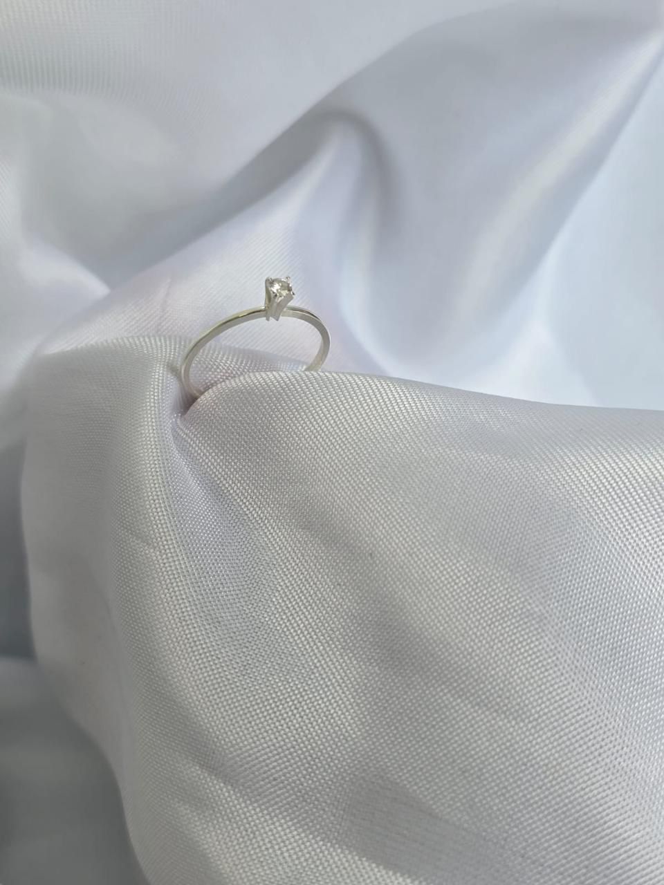 Anel Solitário Prata Italiana 950 Aura