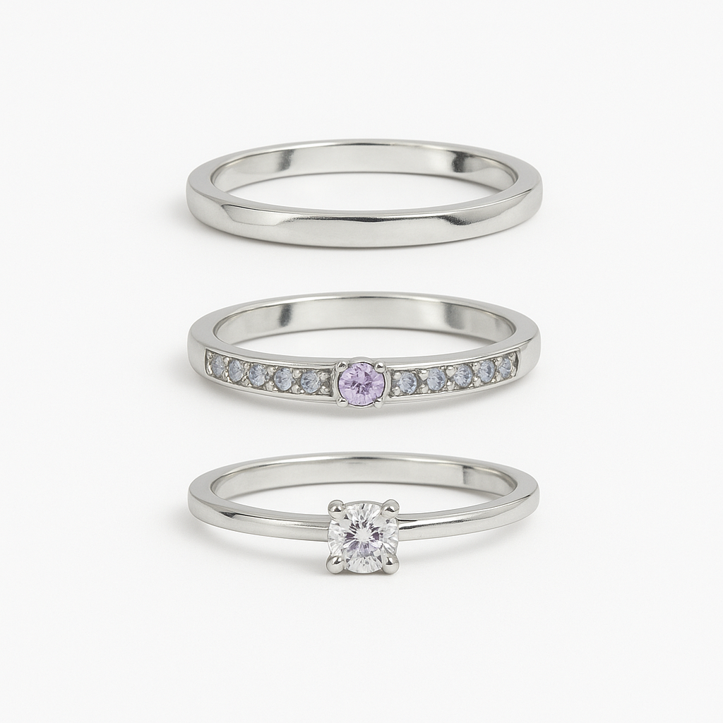 Par de Aliança Classic Shine Lilás 2mm - Prata 925