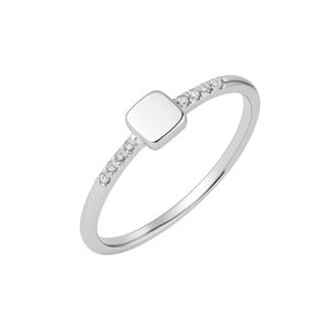 Anel Solitário Geométrico - Prata 925