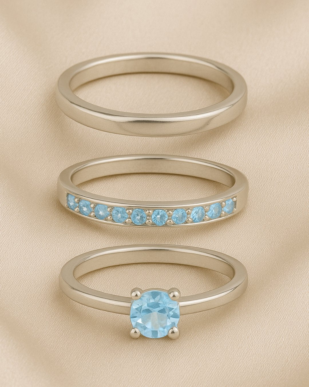 Par de Aliança Classic Shine Azul  2mm - Prata 925