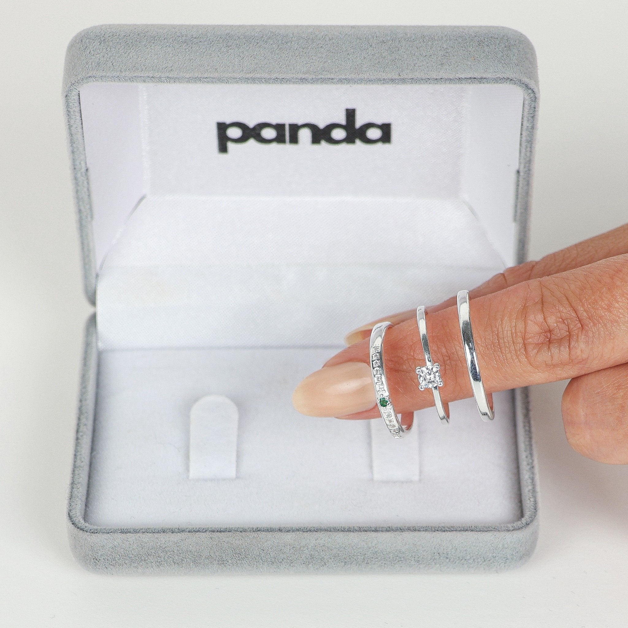 Conjunto de Alianças Green Bloom - Prata 950