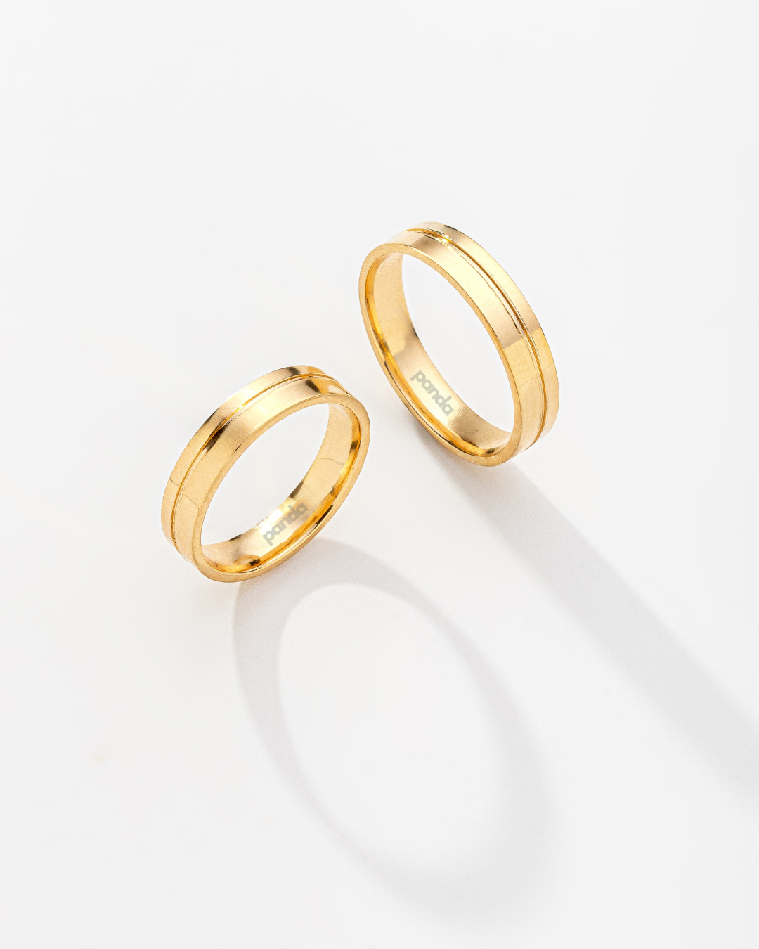 Conjunto Alianças Banhada Ouro 18K 4mm