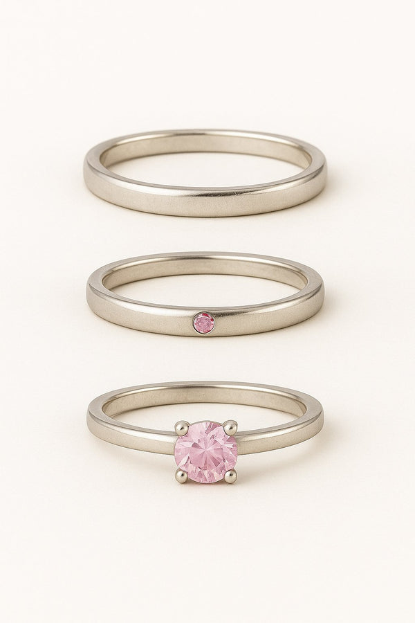 Par de Aliança Classic Rosa  2mm - Prata 950