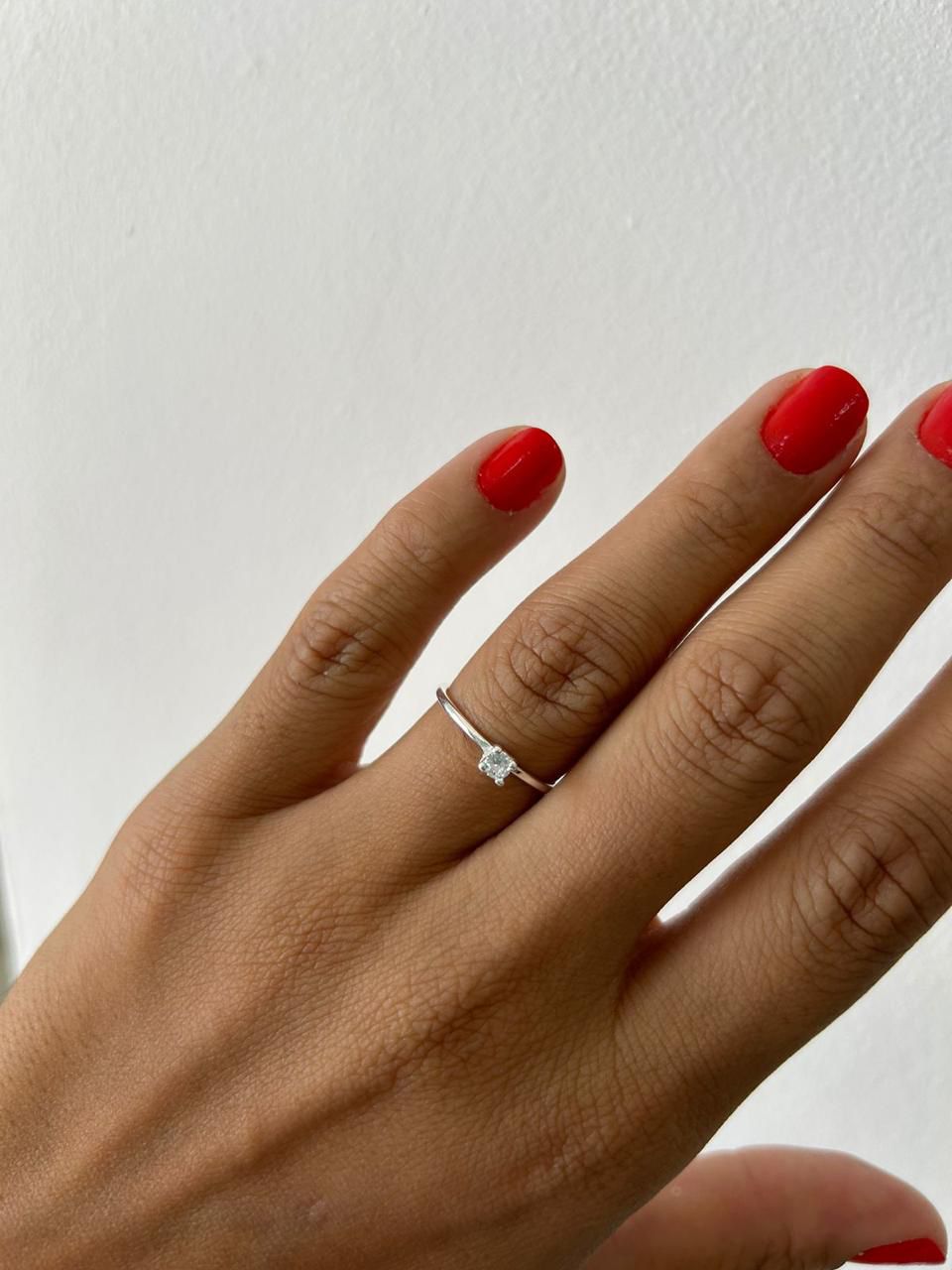 Anel Solitário Prata Italiana 950 Aura