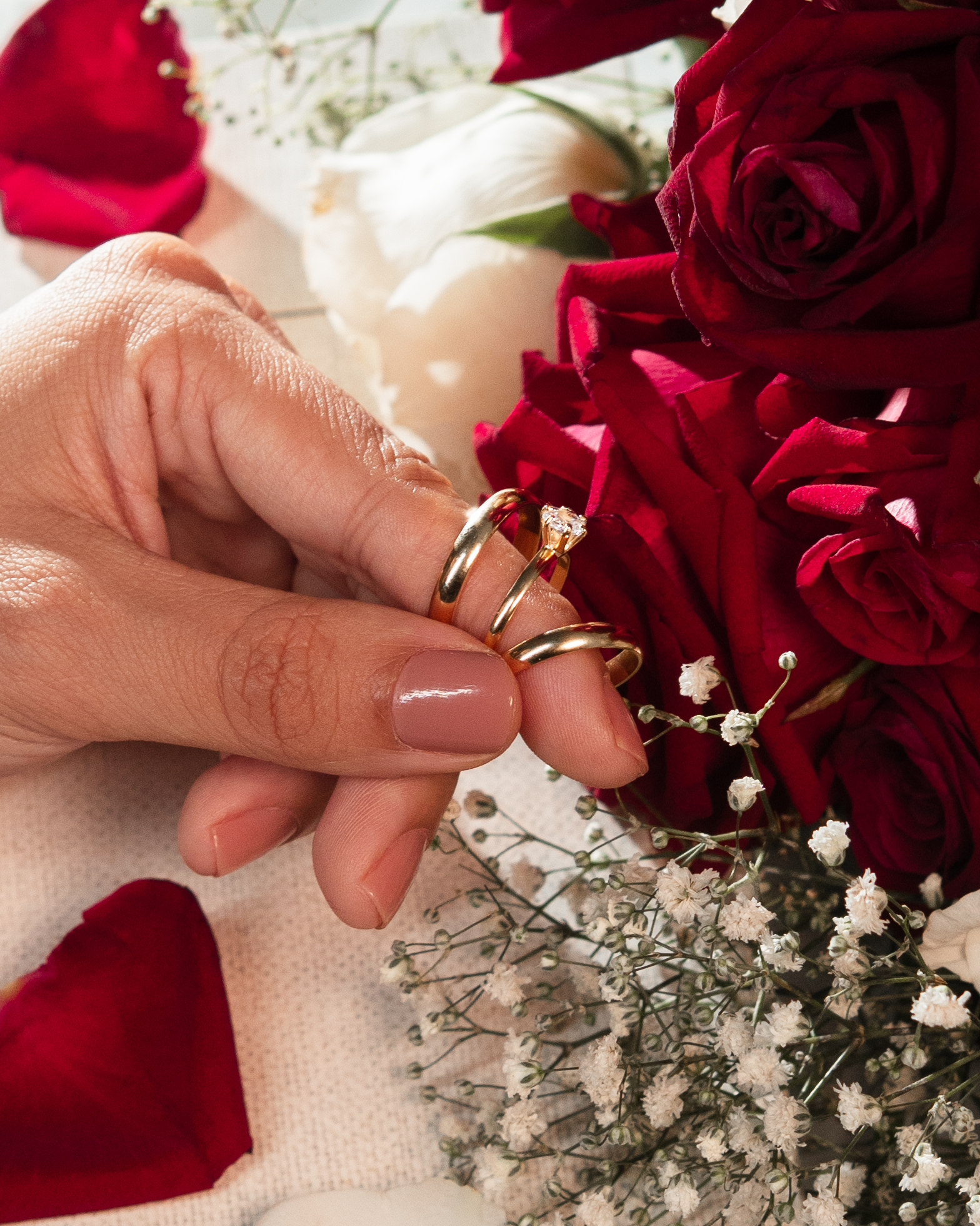 Conjunto Alianças Banhada Ouro 18K 3mm