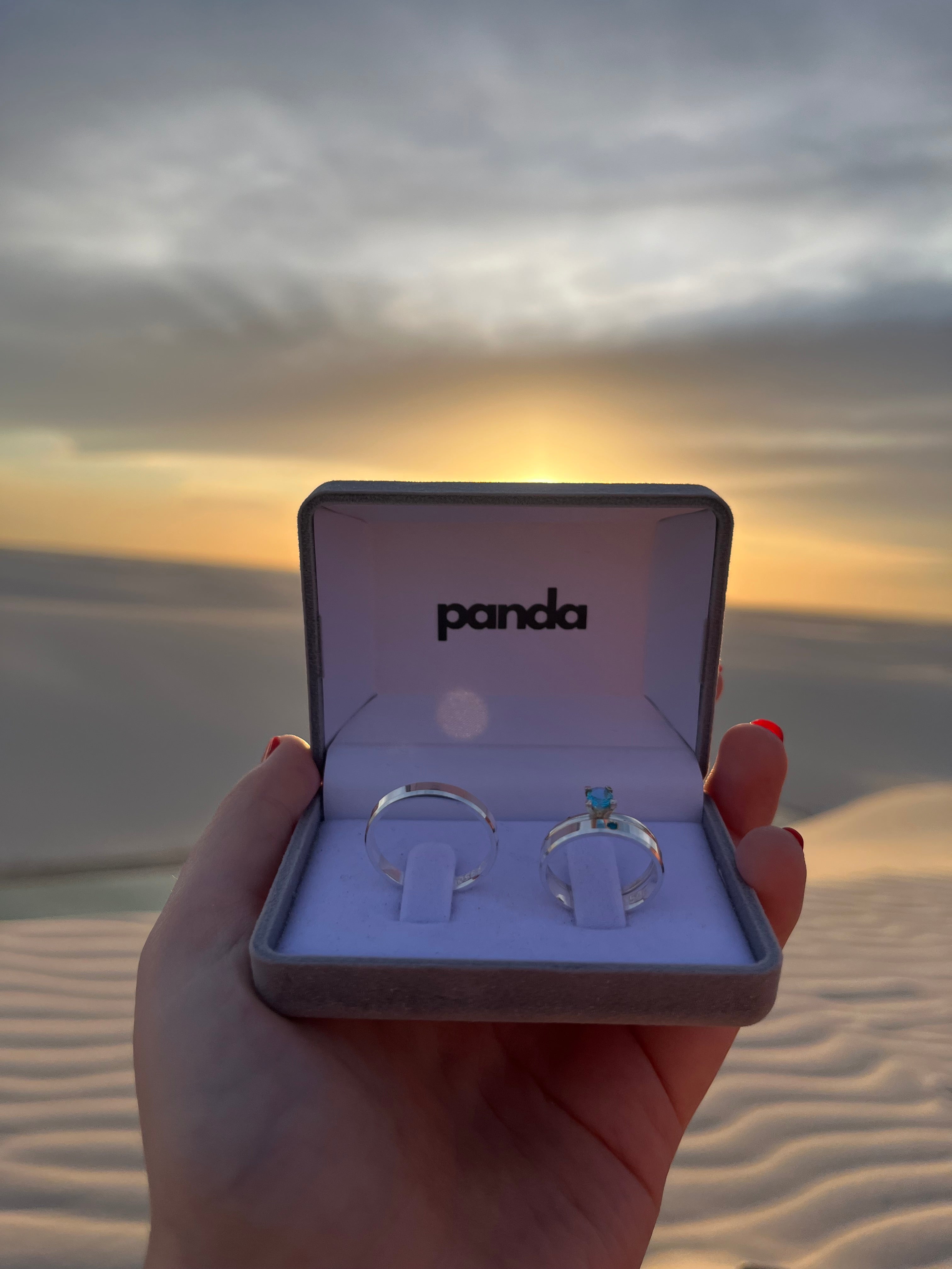 Par de Alianças em Prata 950 3mm - Lençois Maranhenses