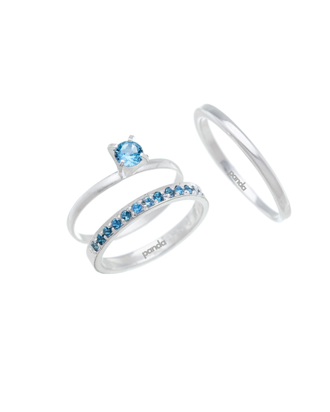 Par de Aliança Classic Shine Azul  2mm - Prata 950