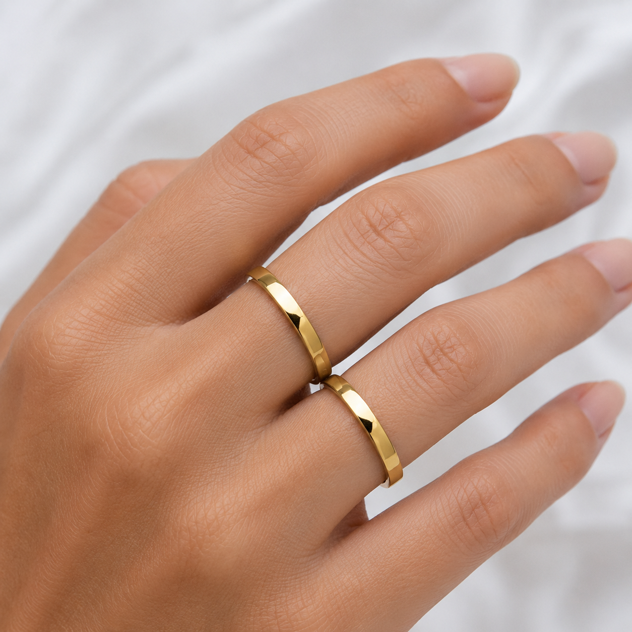 Par de Alianças Ouro 18K com Forro de Prata 3mm