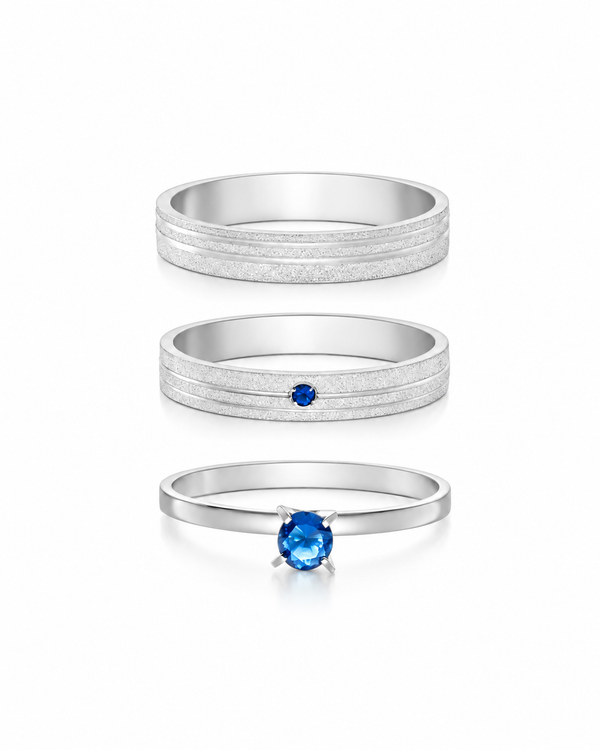 Conjunto de Alianças em Prata 950  3mm - Fernando de Noronha