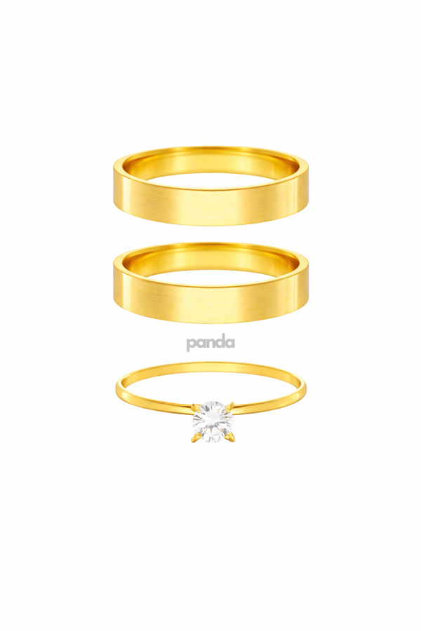 Conjunto Alianças Banhada Ouro 18K 5mm - Maresias