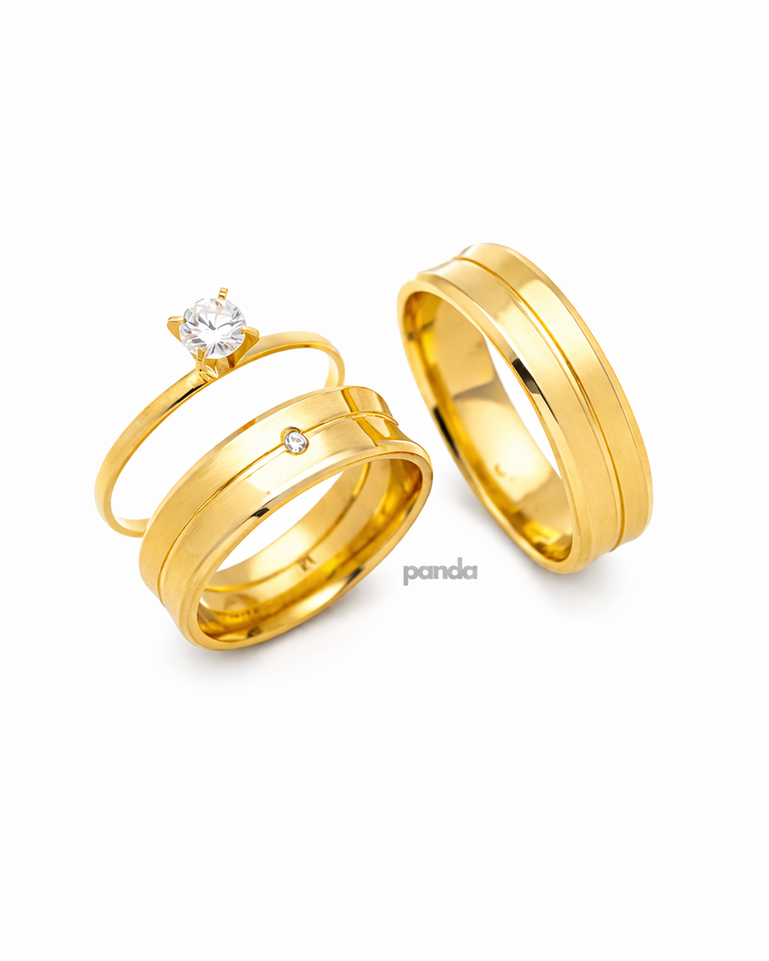 Conjunto Alianças Banhada Ouro 18K 6mm - San Diego