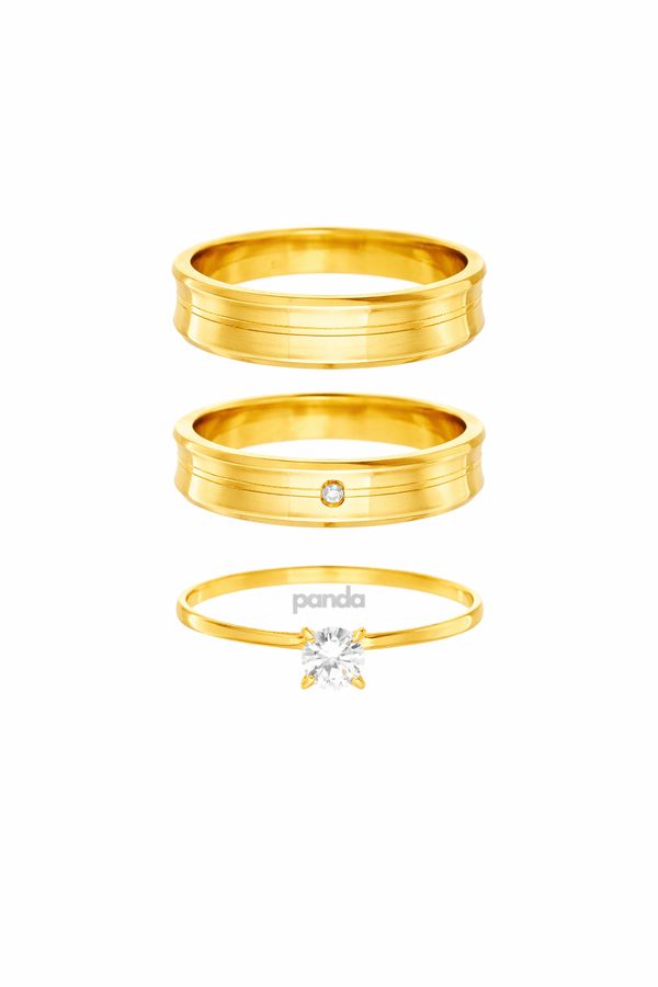 Conjunto Alianças Banhada Ouro 18K 6mm - San Diego