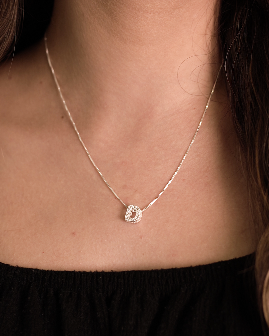 Colar Luxuoso de Prata 925 com Inicial Personalizada