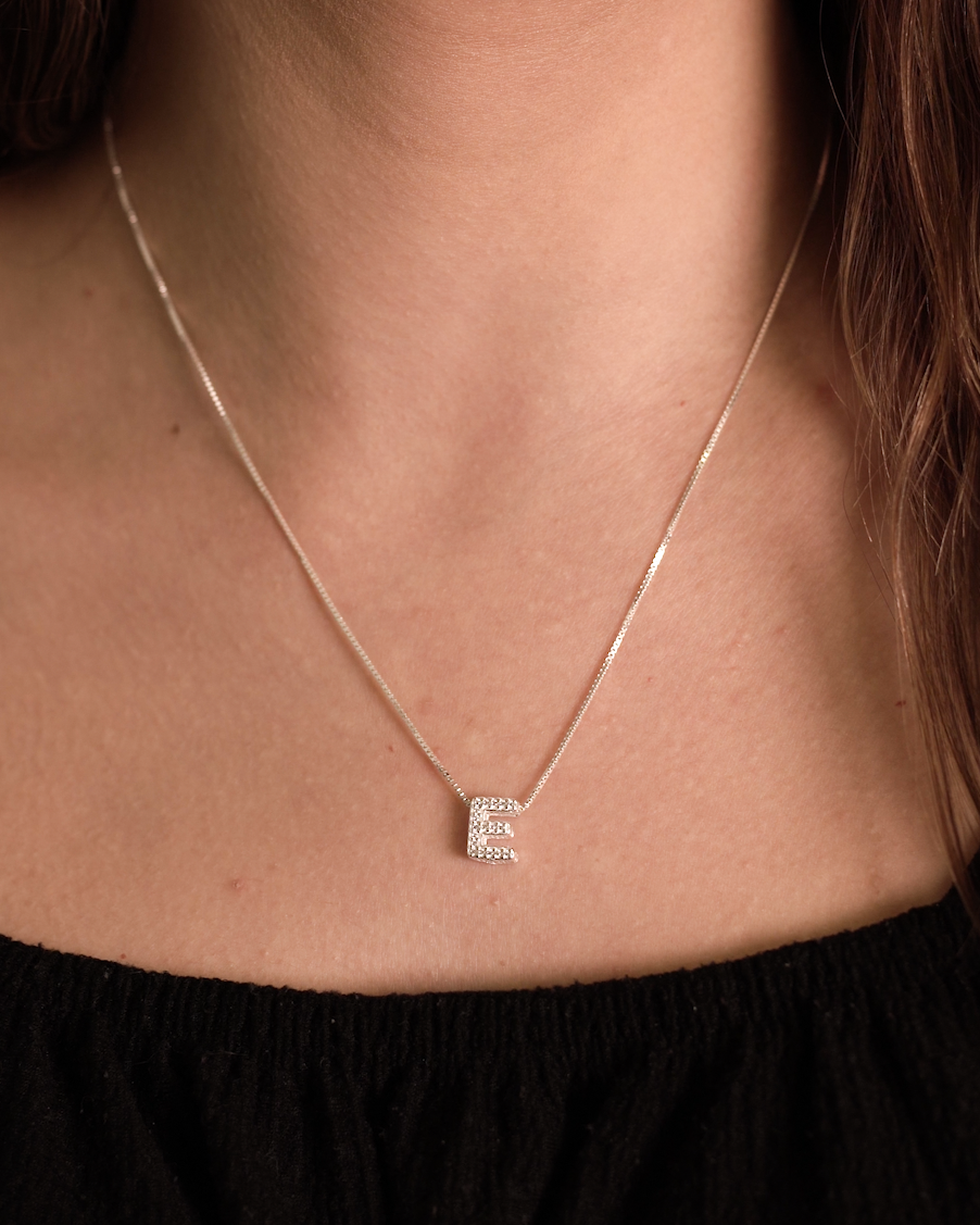 Colar Luxuoso de Prata 925 com Inicial Personalizada