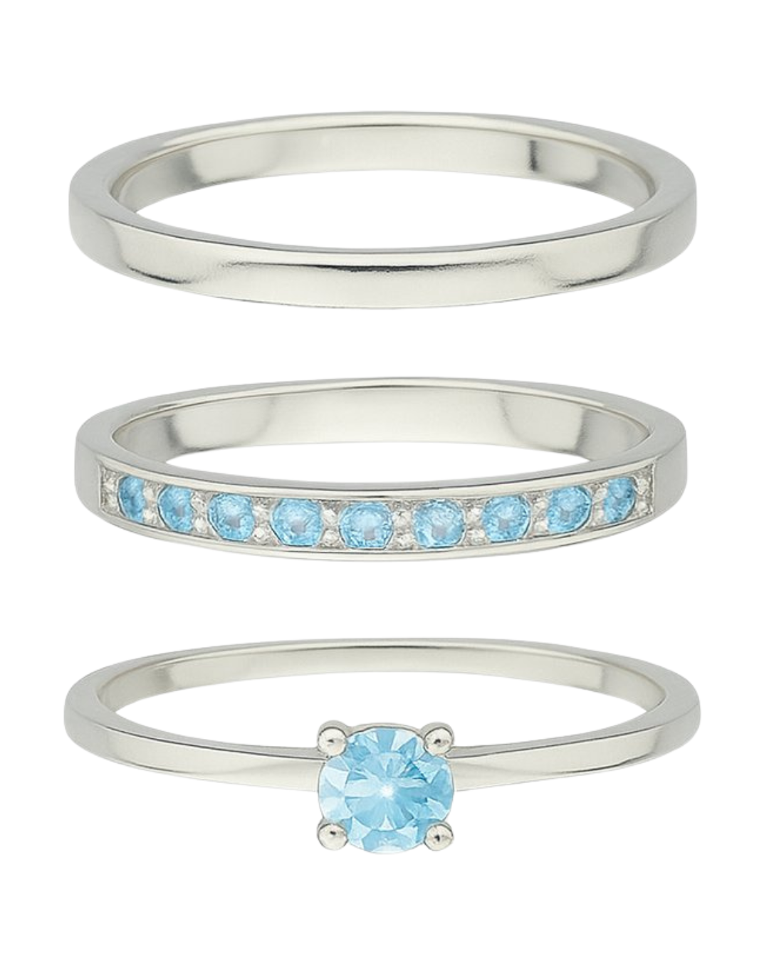 Par de Aliança Classic Shine Azul  2mm - Prata 925