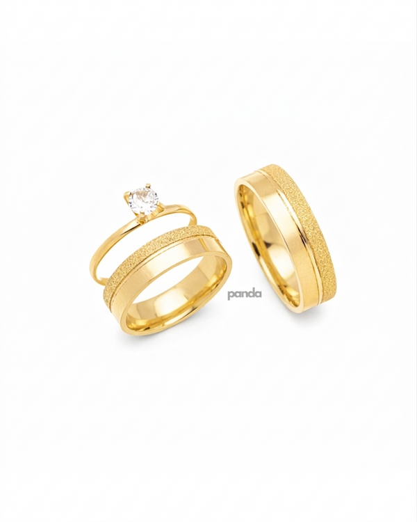 Conjunto Alianças Banhada Ouro 18K 5mm - Egito
