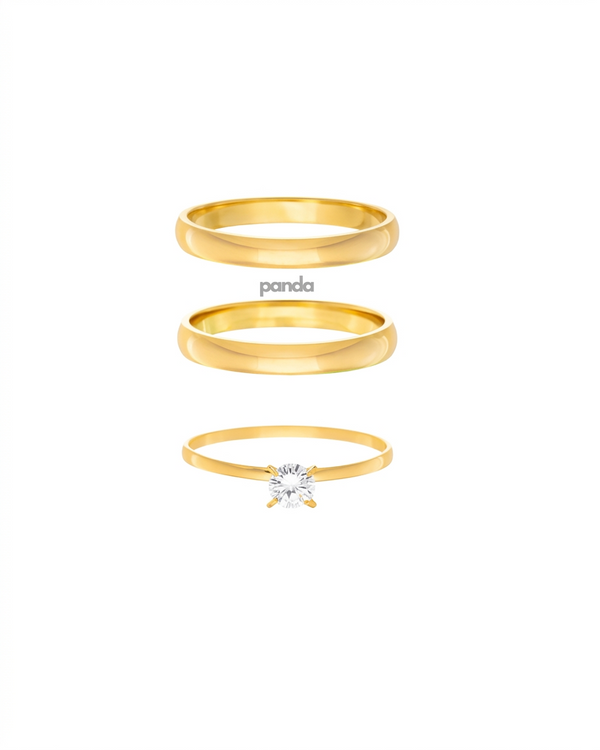 Conjunto Alianças Banhada Ouro 18K 3mm - Paris