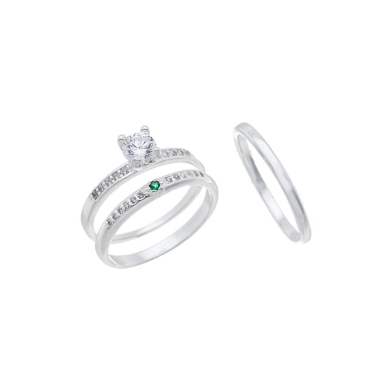 Par de Alianças Green Bloom - Prata 950
