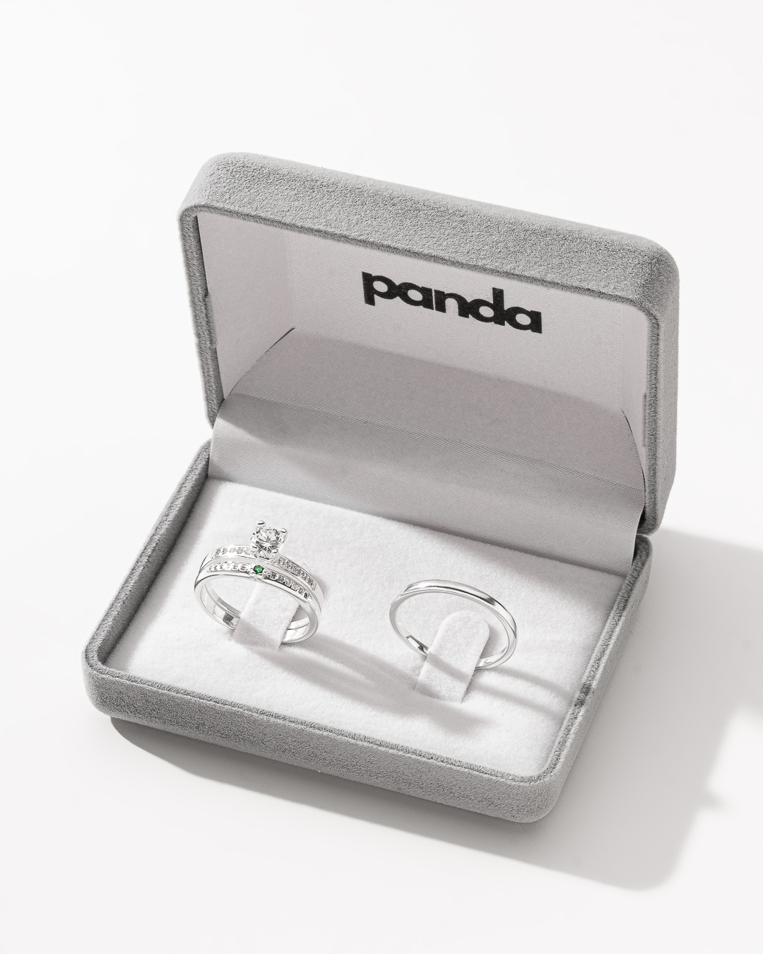 Conjunto de Alianças Green Bloom - Prata 950