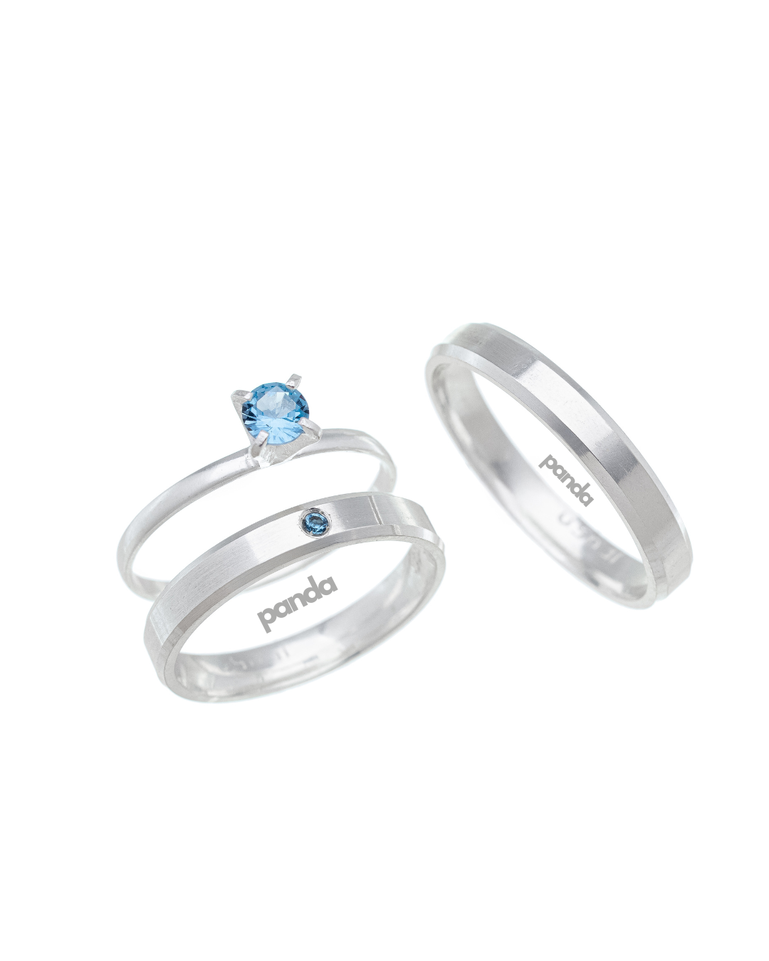 Par de Alianças em Prata 950 3mm - Lençois Maranhenses