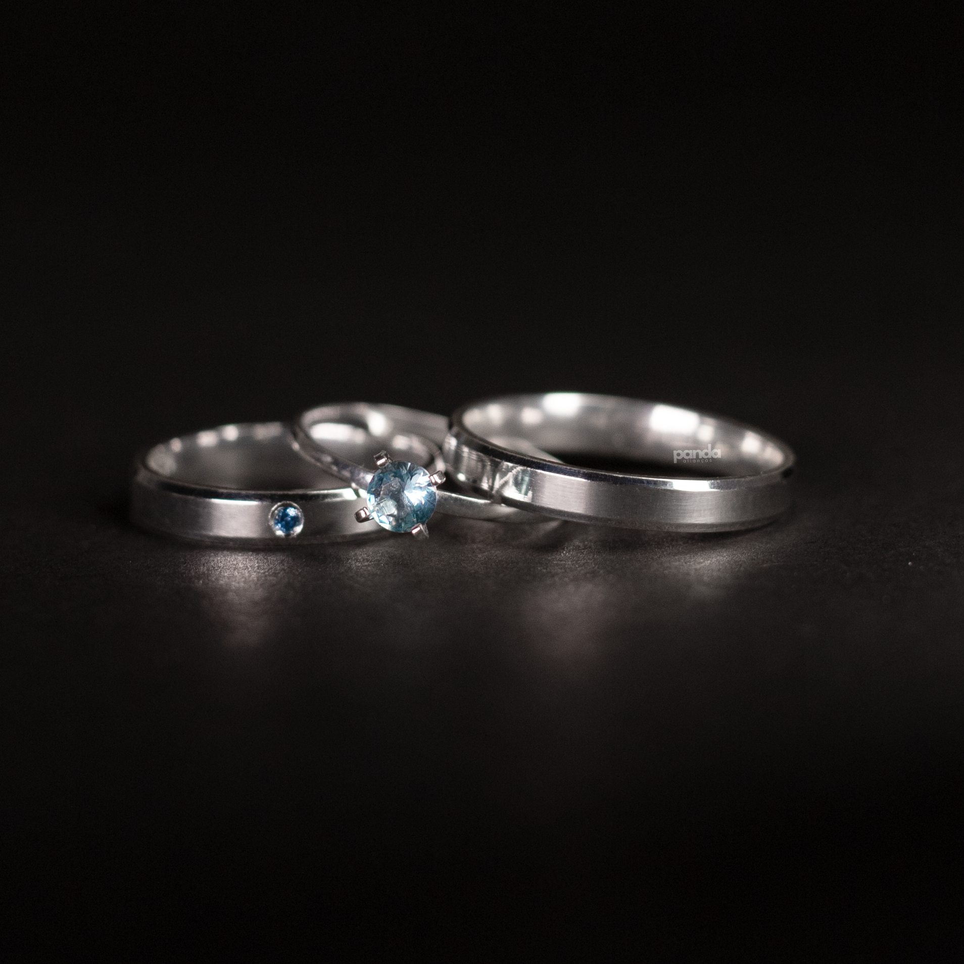 Par de Alianças em Prata 950 3mm - Lençois Maranhenses