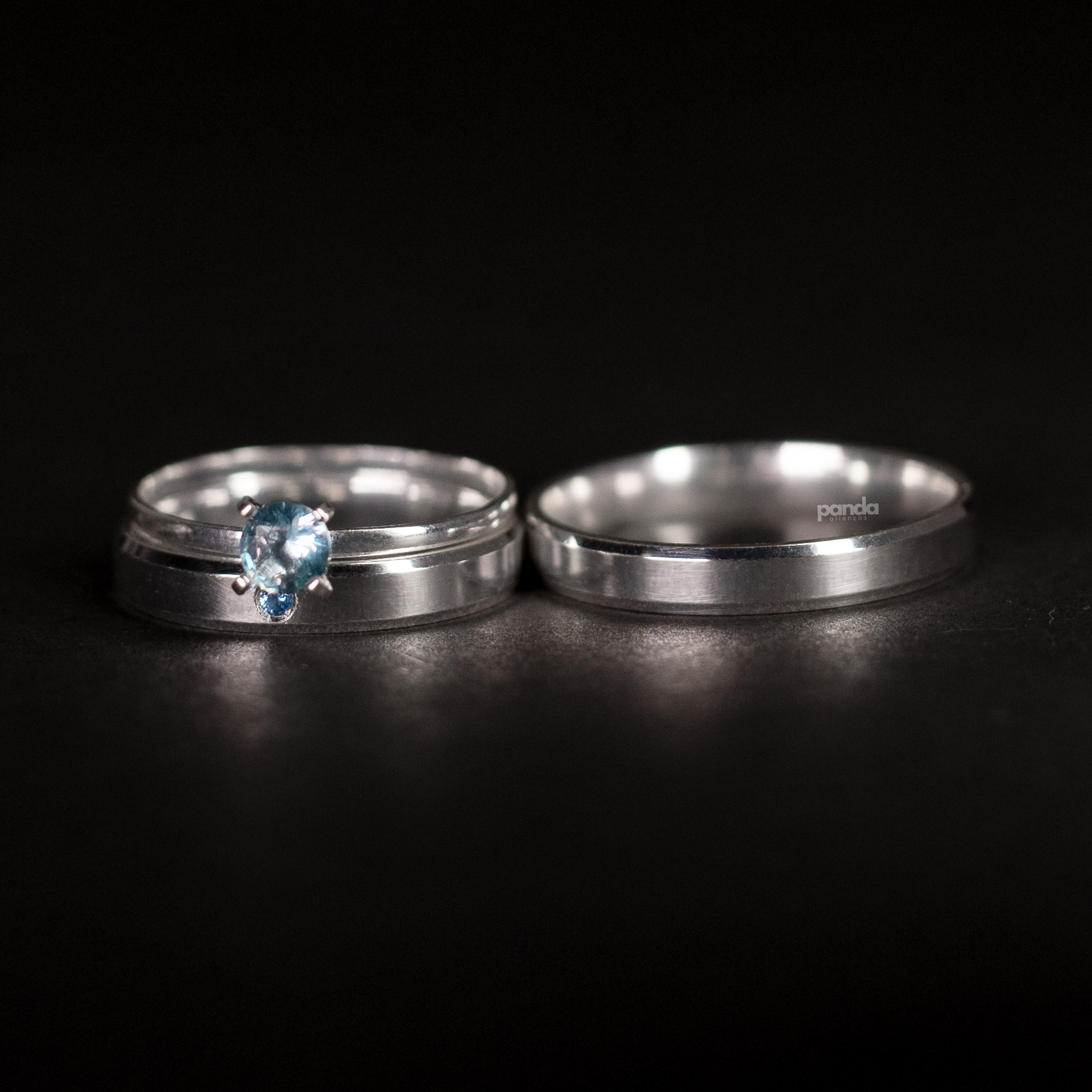 Par de Alianças em Prata 950 3mm - Lençois Maranhenses