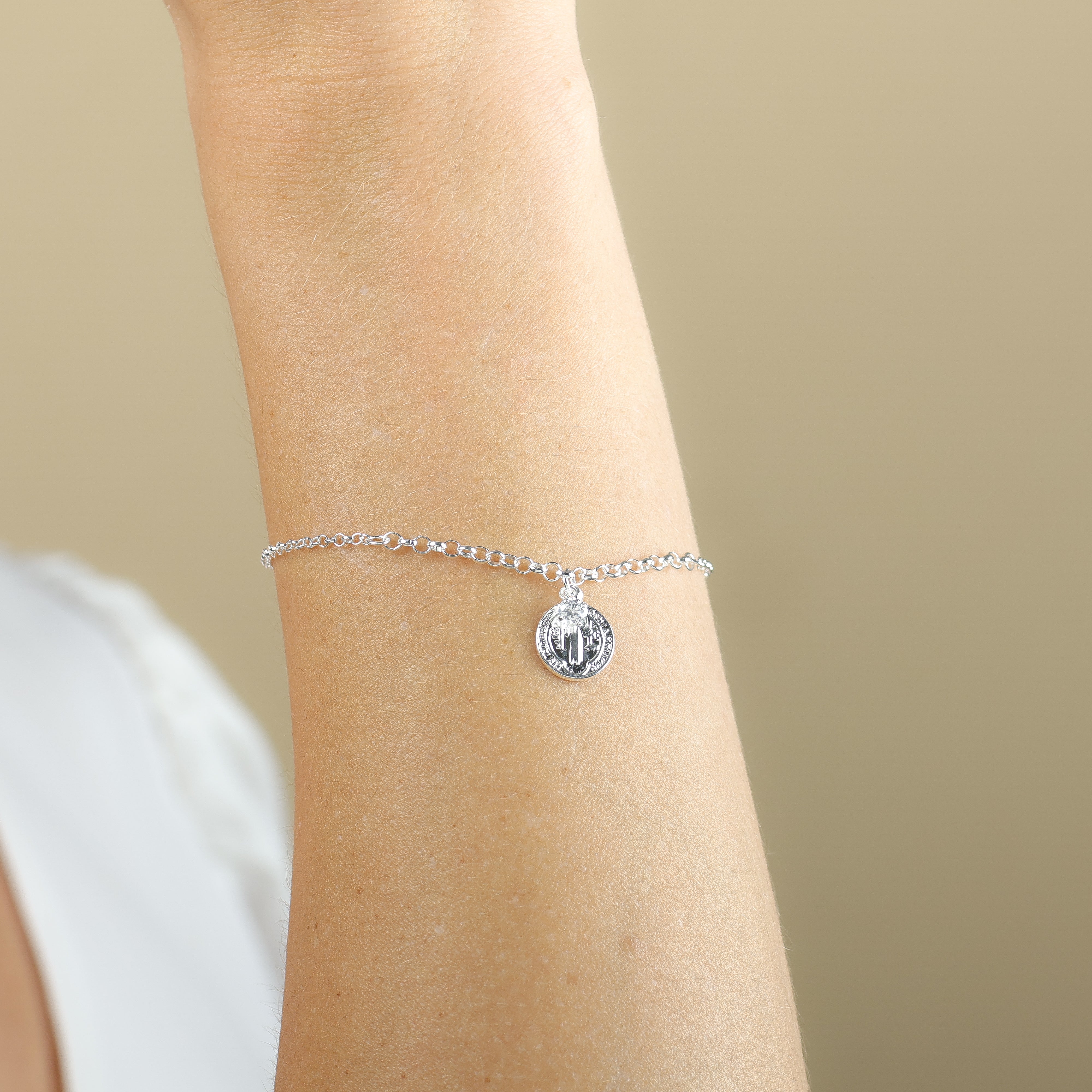 Pulseira Prata Italiana 950 - Pingente Medalha Panda