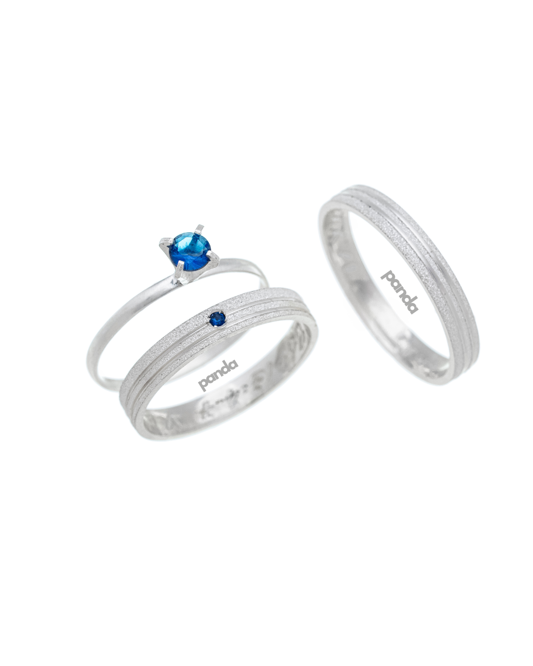 Conjunto de Alianças em Prata 950  3mm - Fernando de Noronha