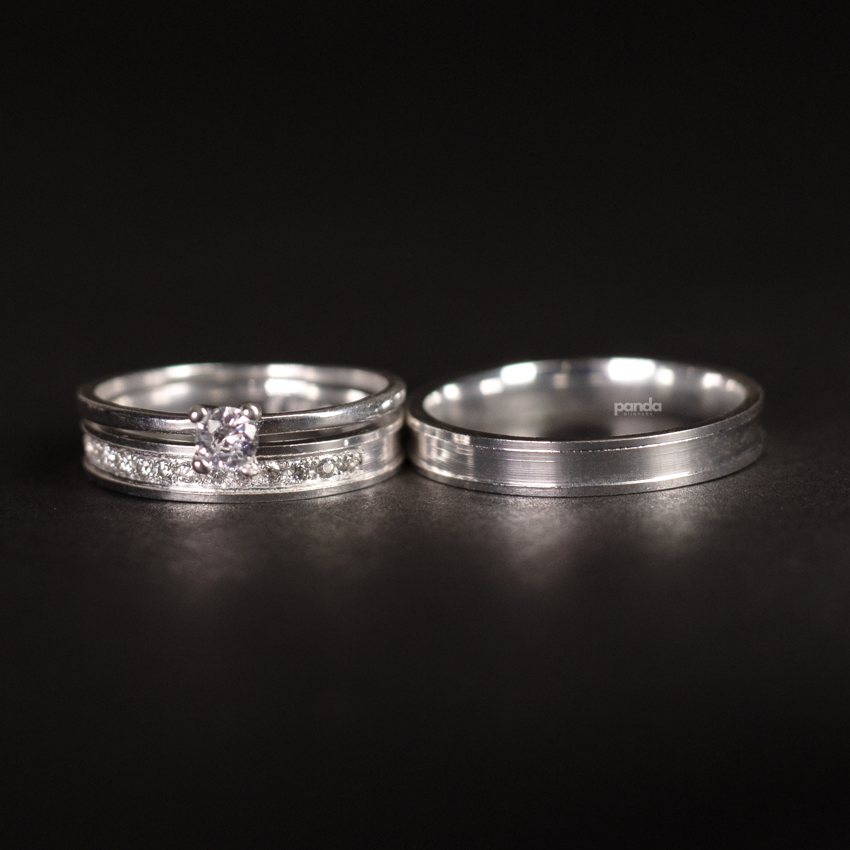 Par de Alianças em Prata 950 3mm - Paris