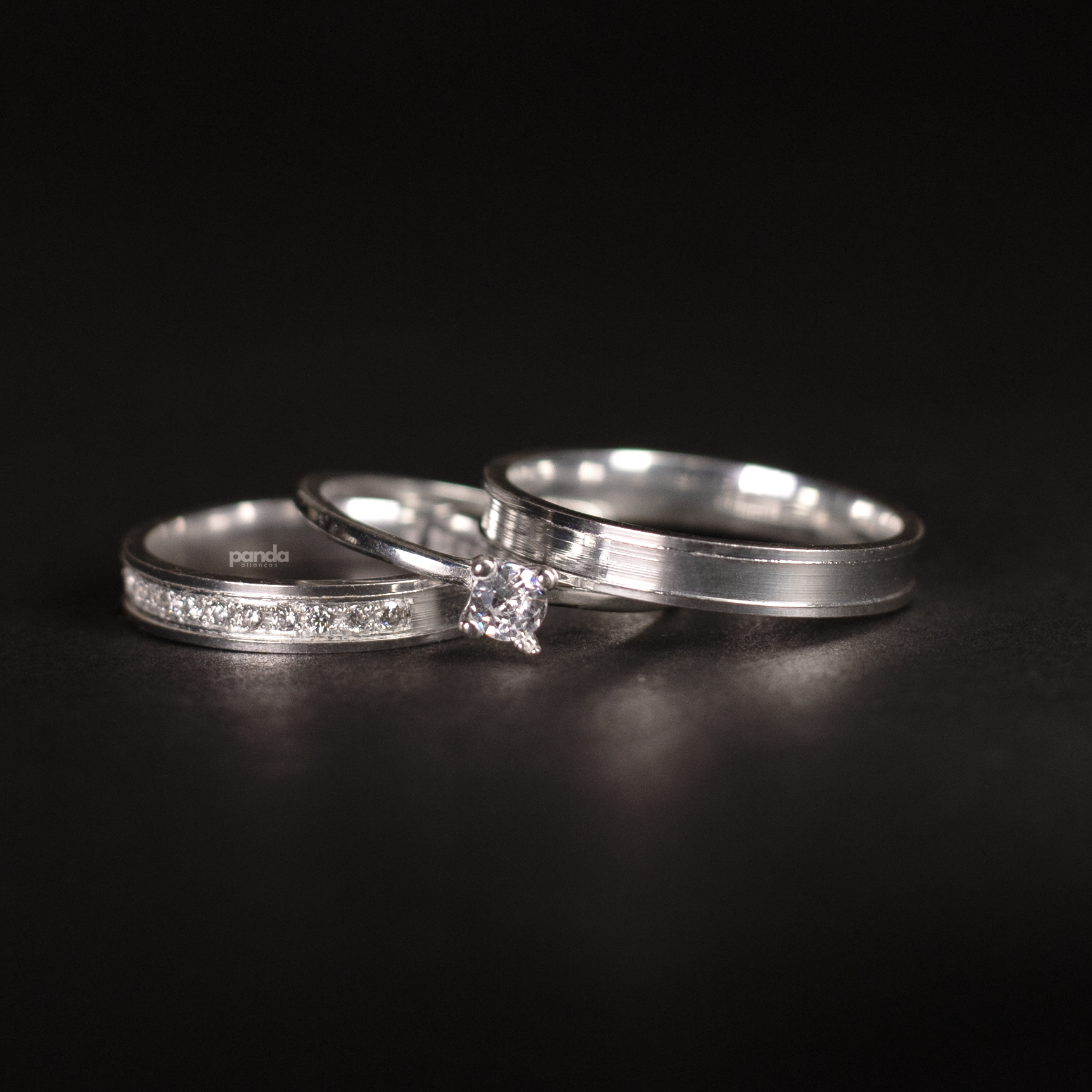 Par de Alianças em Prata 950 3mm - Paris