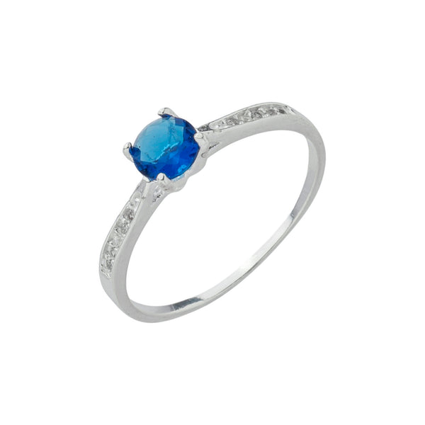 Anel Solitário Cravejado Azul Escuro