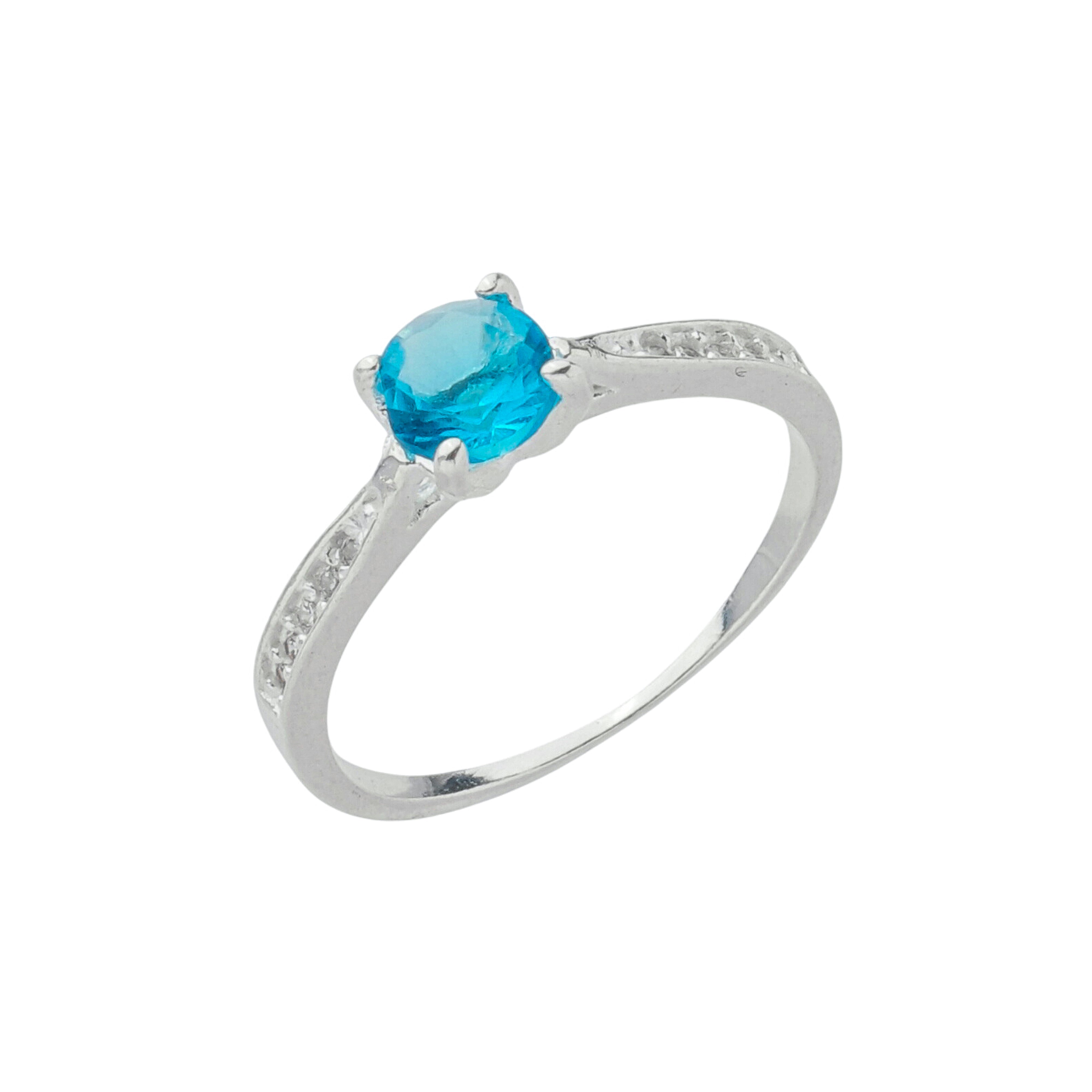 Anel Solitário Cravejado Azul Sofia