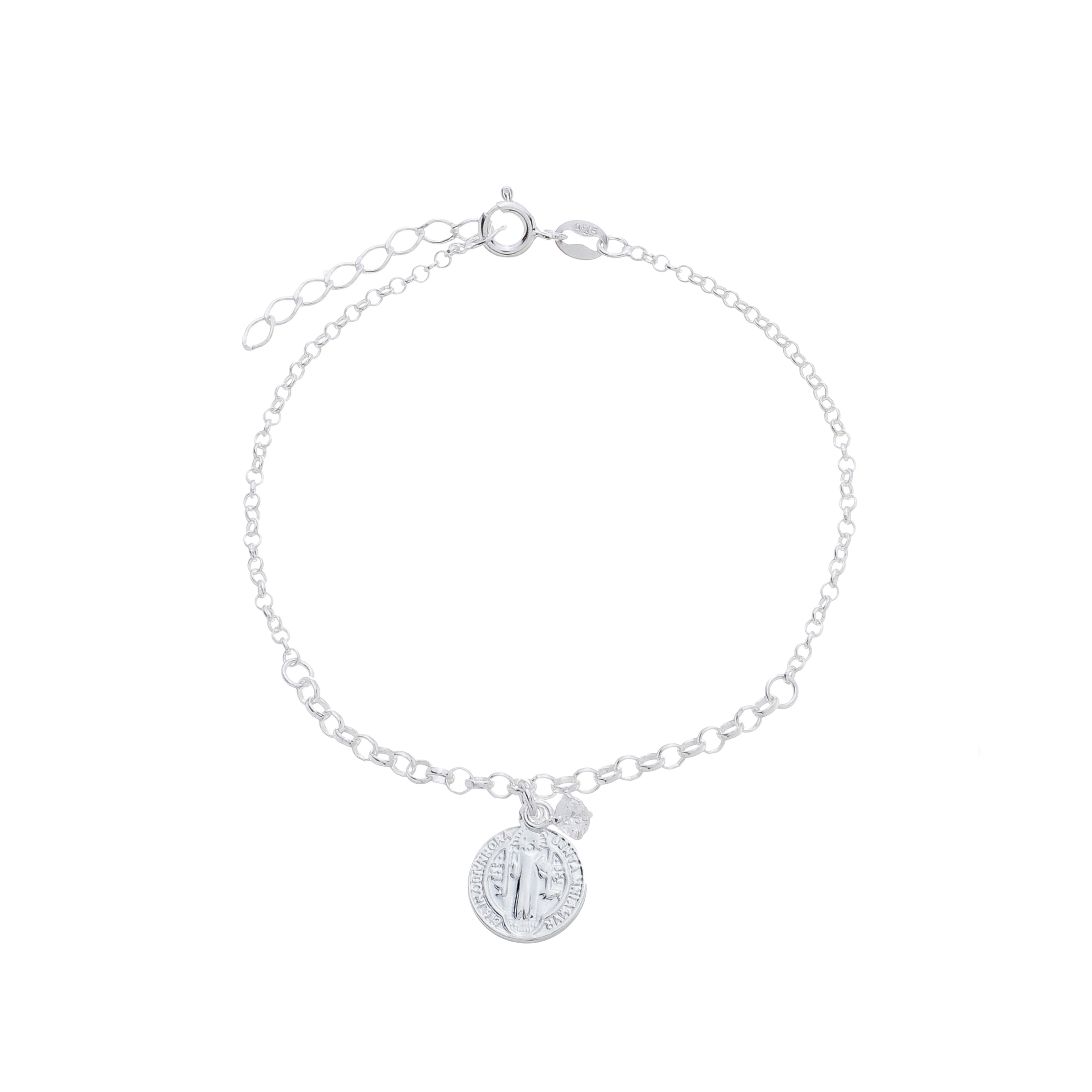 Pulseira Prata Italiana 950 - Pingente Medalha Panda