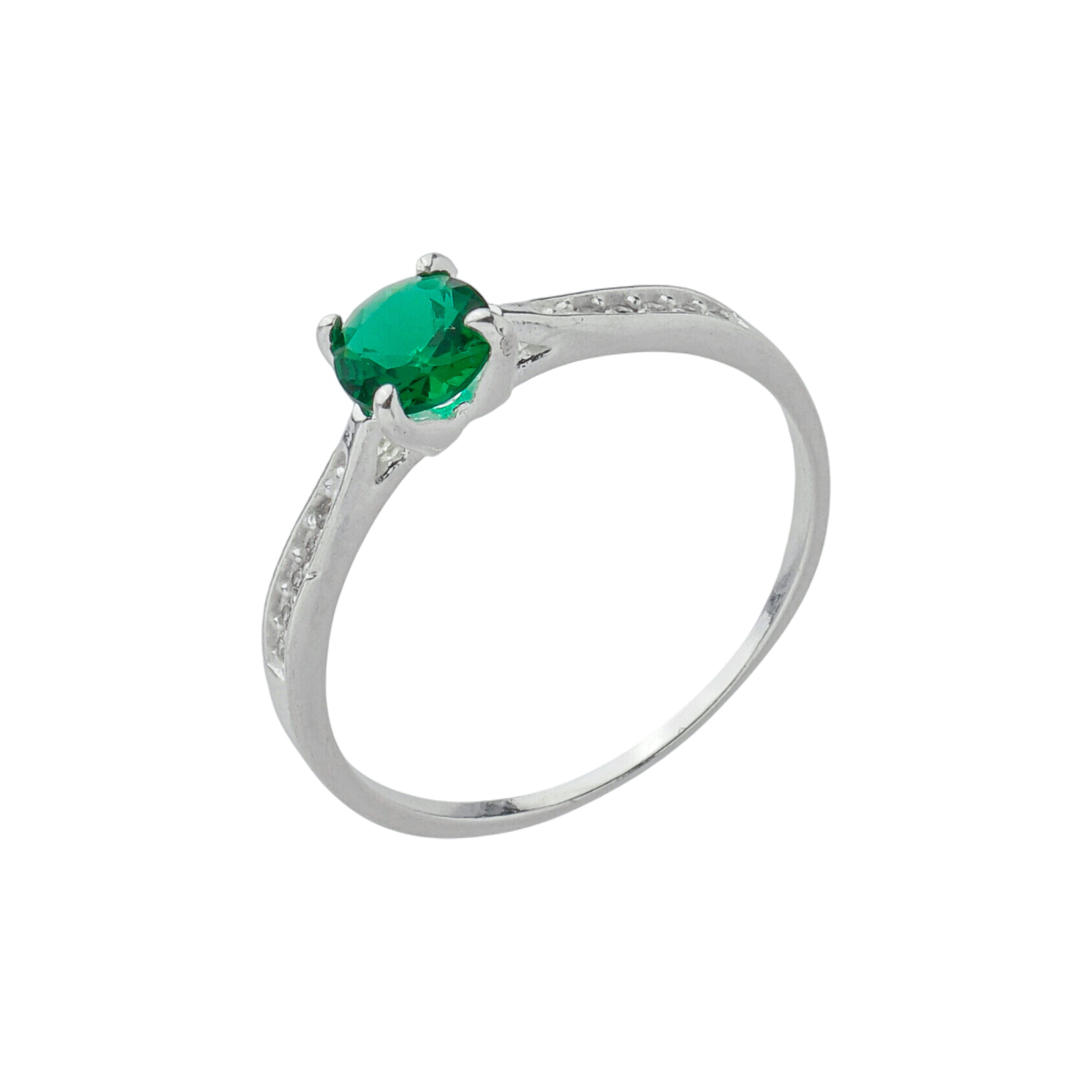 Anel Solitário Cravejado Verde Escuro