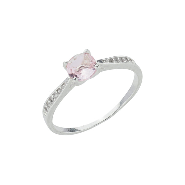 Anel Solitário Cravejado Rosa Claro