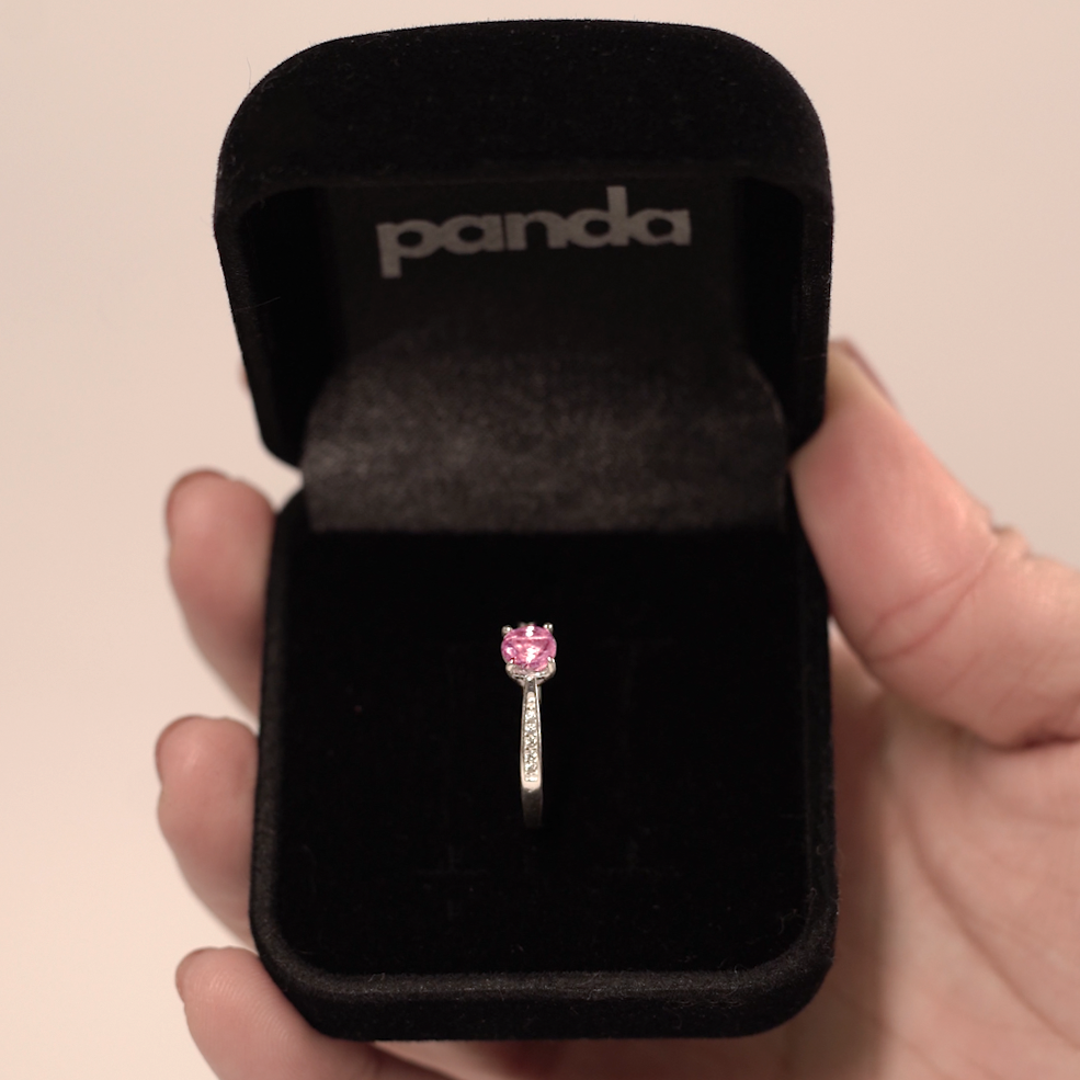 Anel Solitário Cravejado Rosa Claro