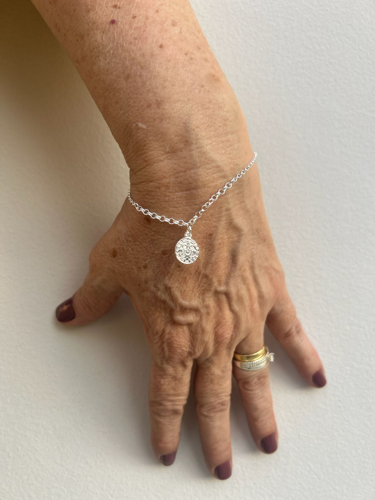 Pulseira Prata Italiana 950 - Pingente Mendalha